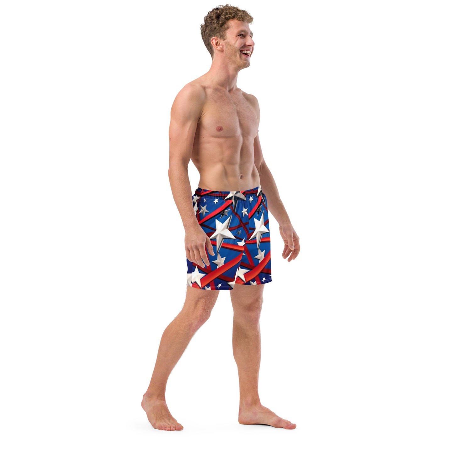 Holidays USA! Neo Star All-Over Print Recycled Swim Trunks