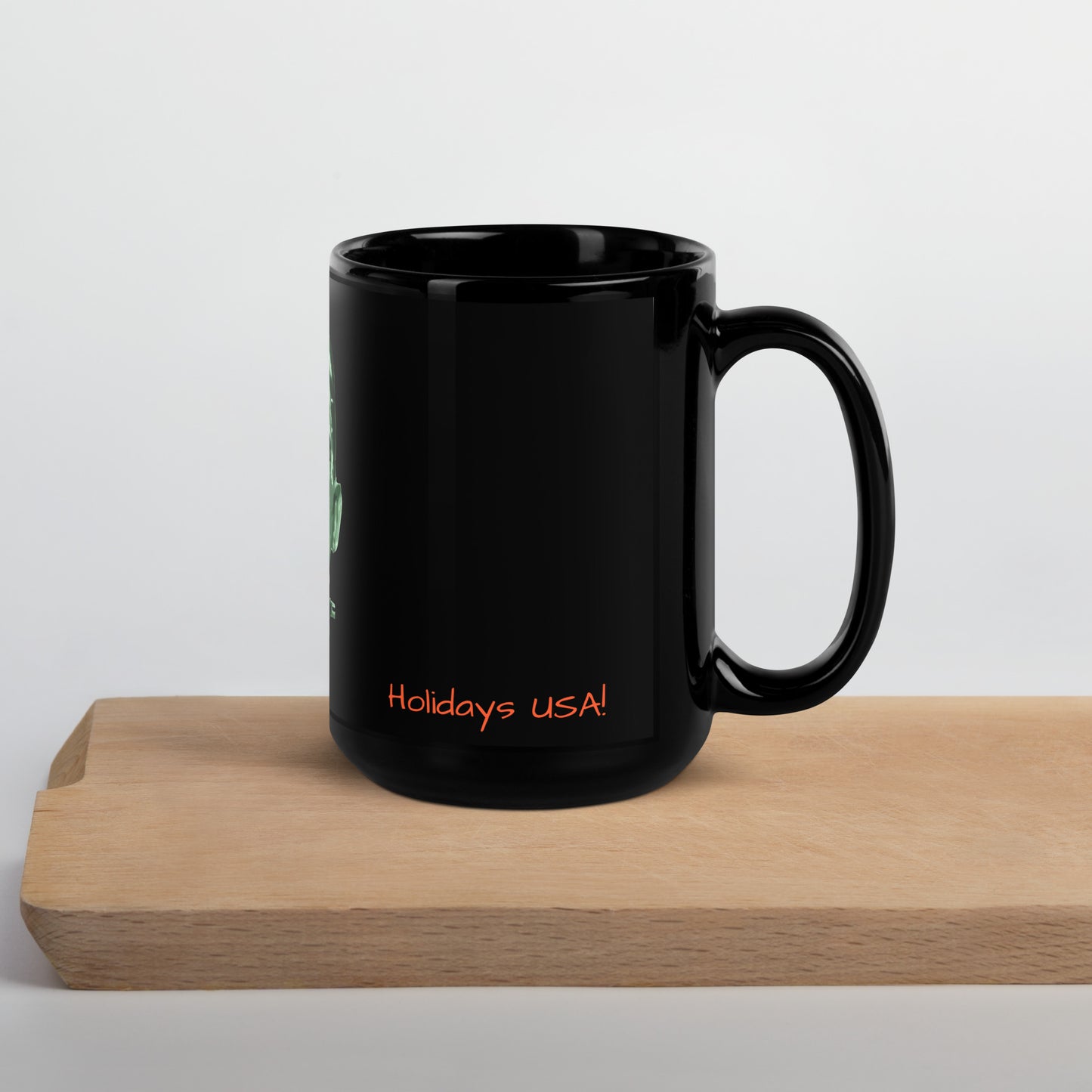 Holidays USA! Franky on Black Glossy Mug