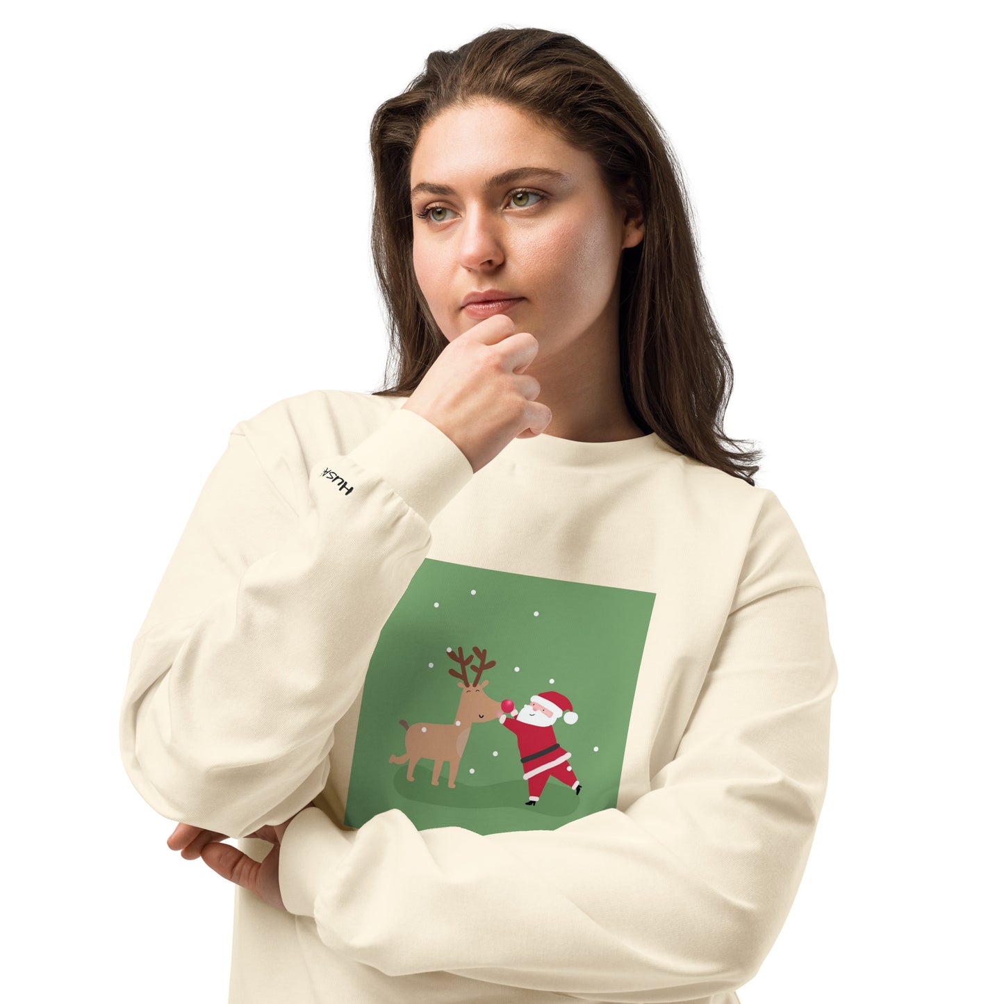 Holidays USA! Rudy/Santa Premium heavyweight long sleeve shirt