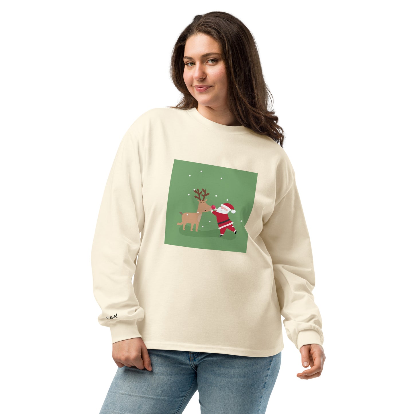 Holidays USA! Rudy/Santa Premium heavyweight long sleeve shirt